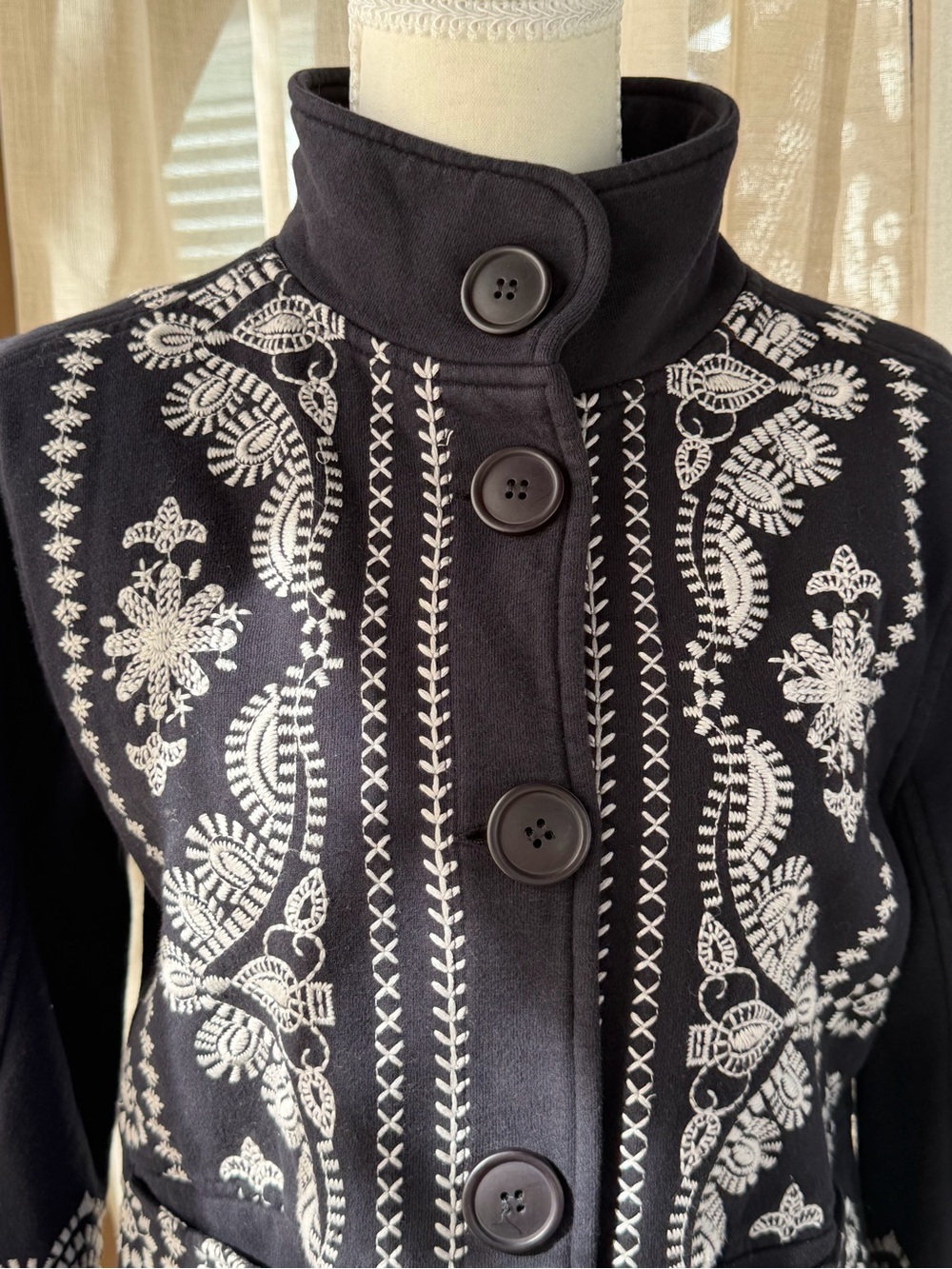 Johnny Was Embroidered Black Women's Coat XS - Picture 12 of 16